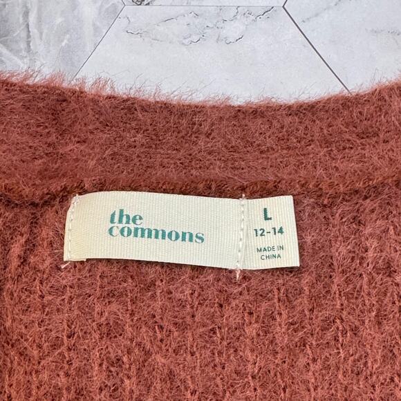 The Commons Cozy Soft Fuzzy Womens Large Rust Button Up Cardigan Sweater in EUC - Picture 2 of 10